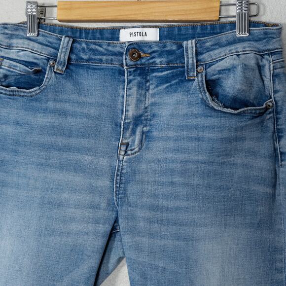 Pistola Raw Hem Ankle Jeans Light Wash Mid Rise Size 32 Clean Girl - Picture 3 of 10